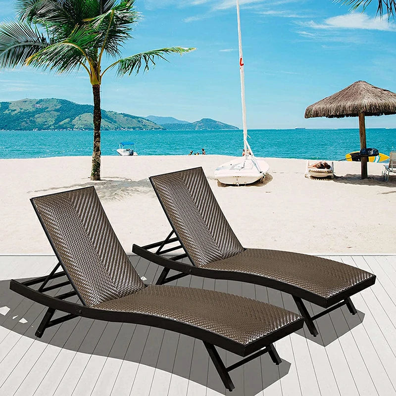 Domi Rattan Chaise Lounge#color_dark brown