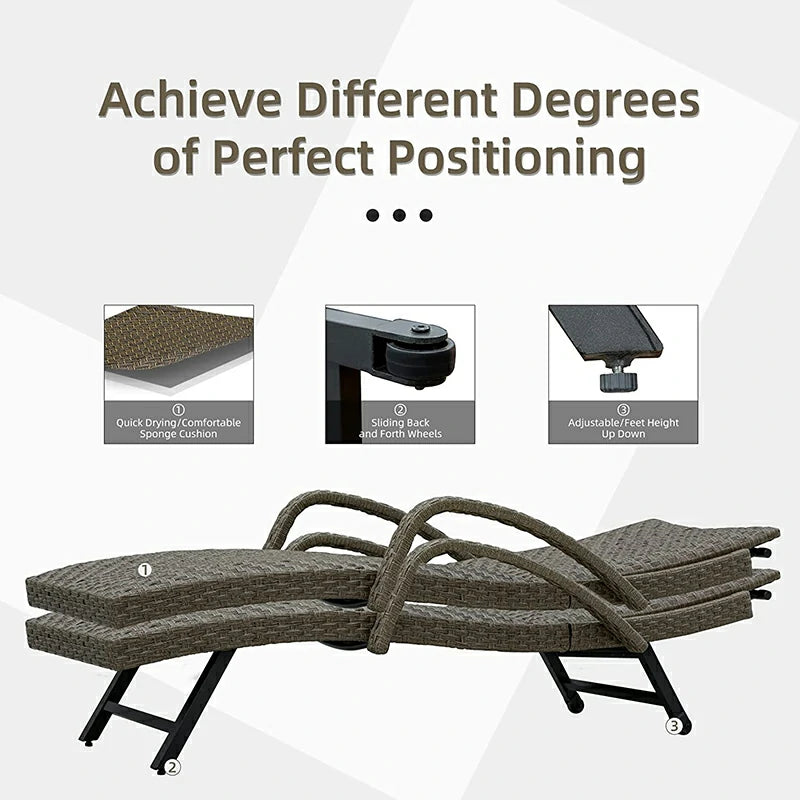 Domi Rattan Chaise Lounge#color_brown w/ armrest