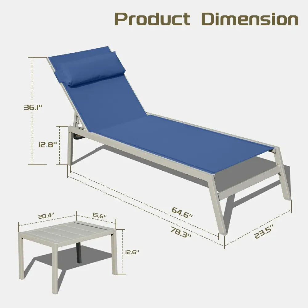 Domi Outdoor Living all aluminum chaise lounge #color_navy blue