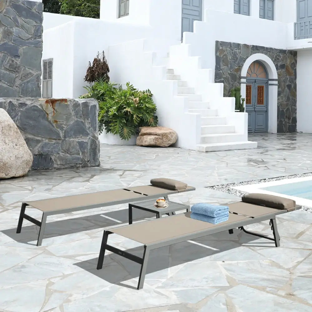 Domi Outdoor Living all aluminum chaise lounge #color_khaki