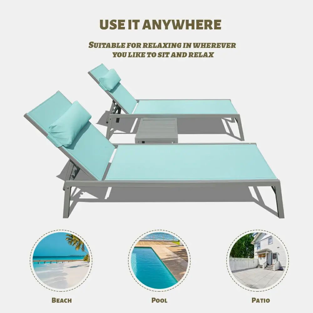 Domi Outdoor Living all aluminum chaise lounge #color_turquoise blue