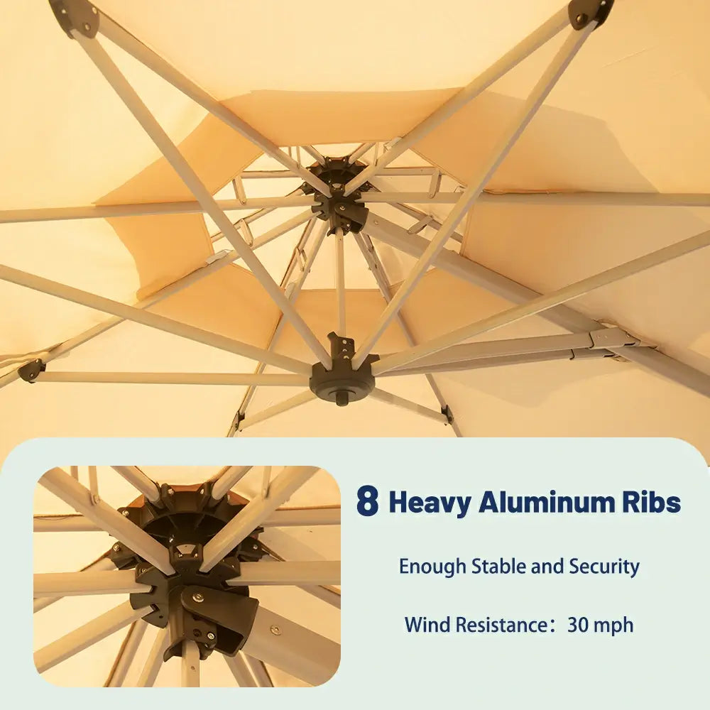 Domi Outdoor Living cantilever umbrella with foot pedal#color_Beige