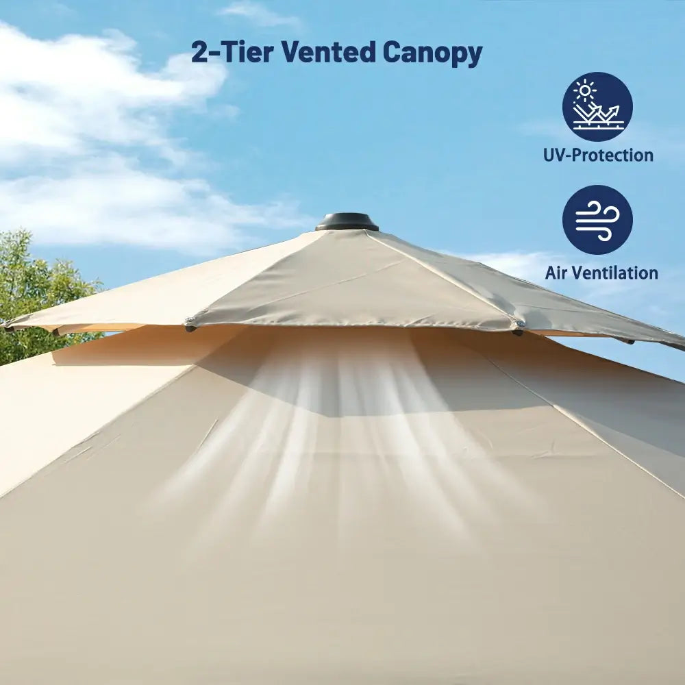 Domi Outdoor Living cantilever umbrella with foot pedal#color_Beige