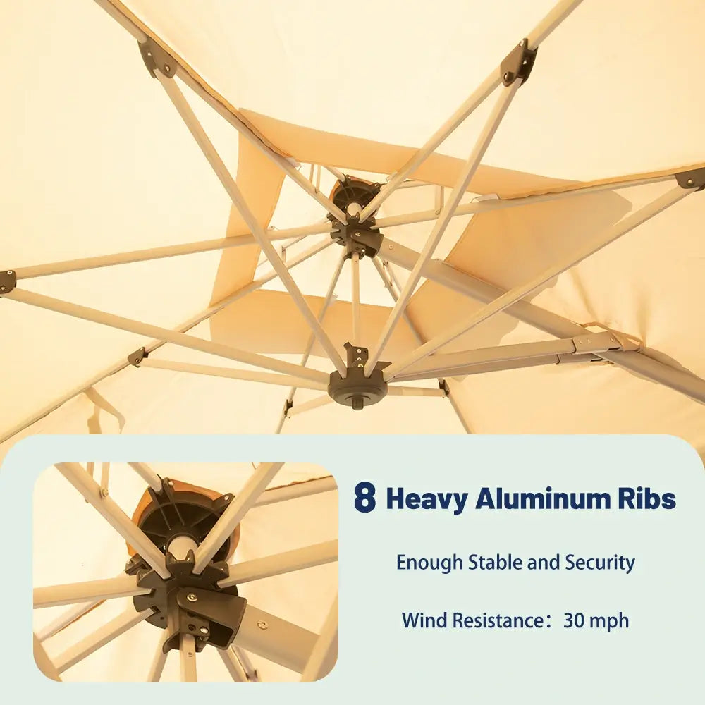 Domi Outdoor Living cantilever umbrella with foot pedal#color_Beige