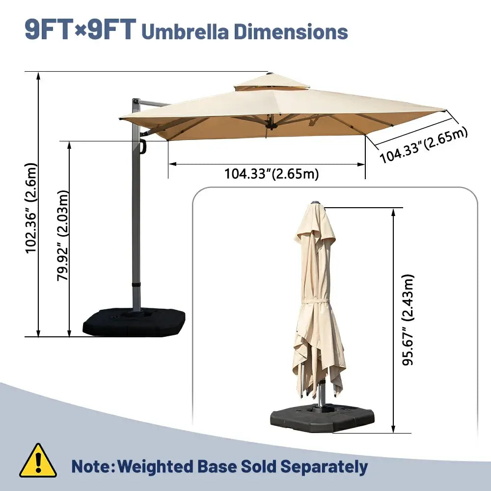 Domi Outdoor Living cantilever umbrella with foot pedal#color_Beige