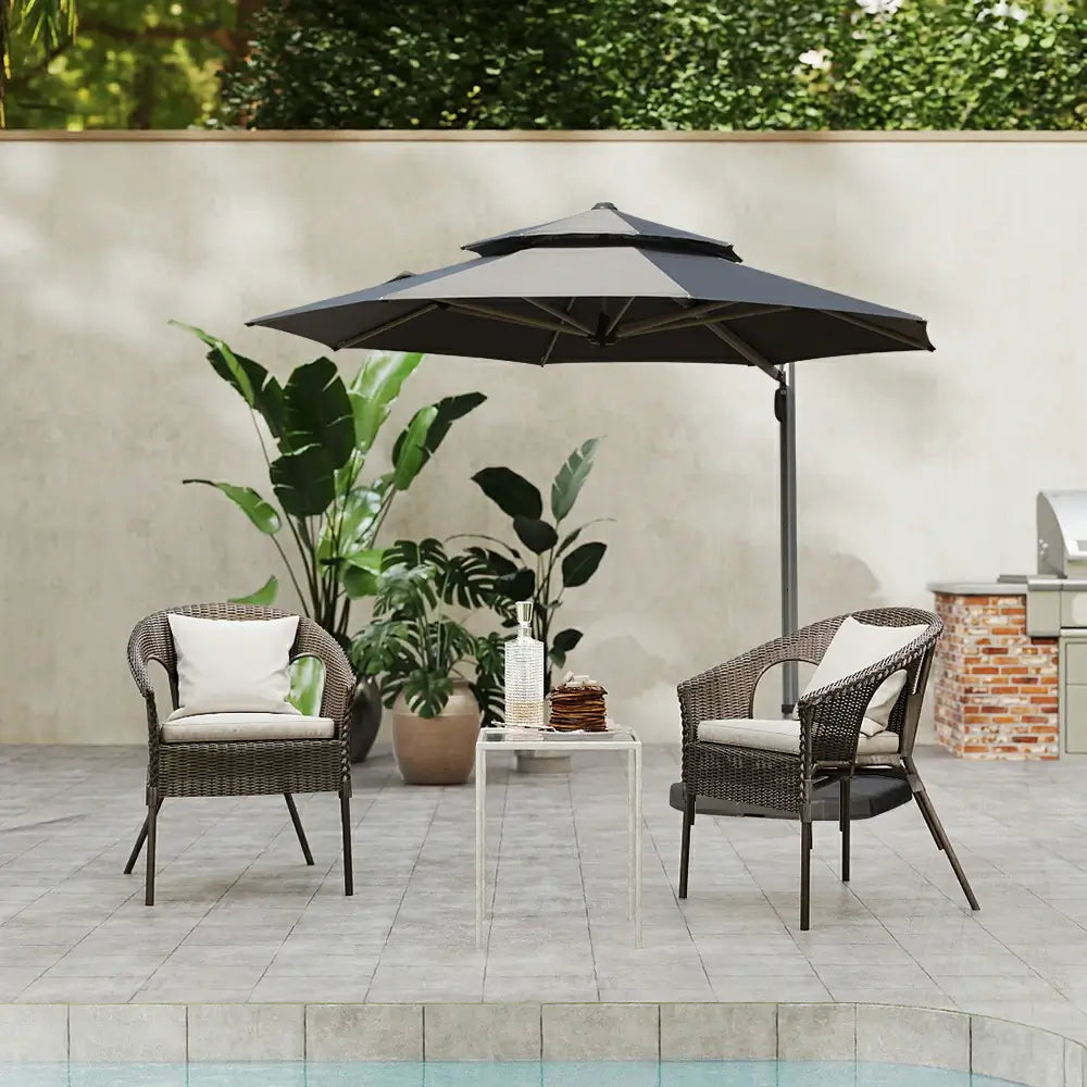 Domi Outdoor Living cantilever umbrella with foot pedal#color_Gray