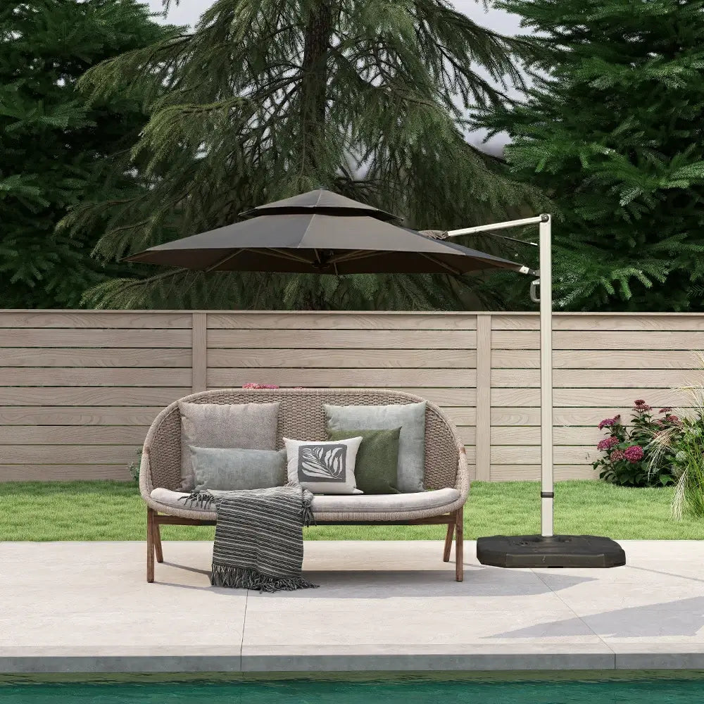 Domi Outdoor Living cantilever umbrella with foot pedal#color_Gray