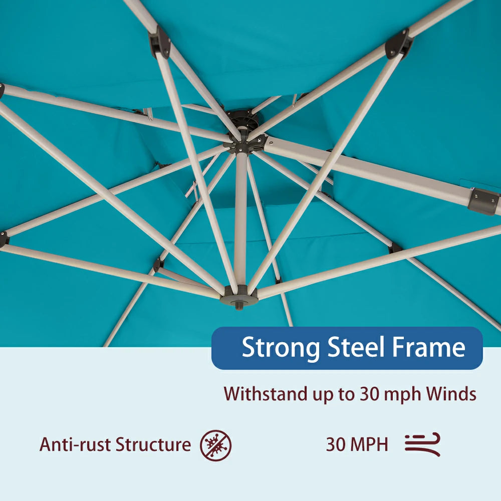 Domi Cantilever Patio Umbrella #Color_Turquoise Blue