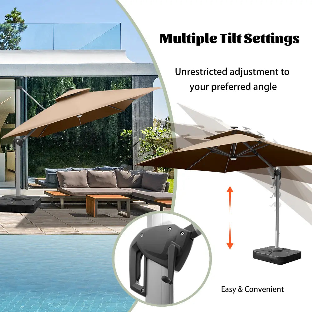 domi cantilever umbrella with light#color_Beige