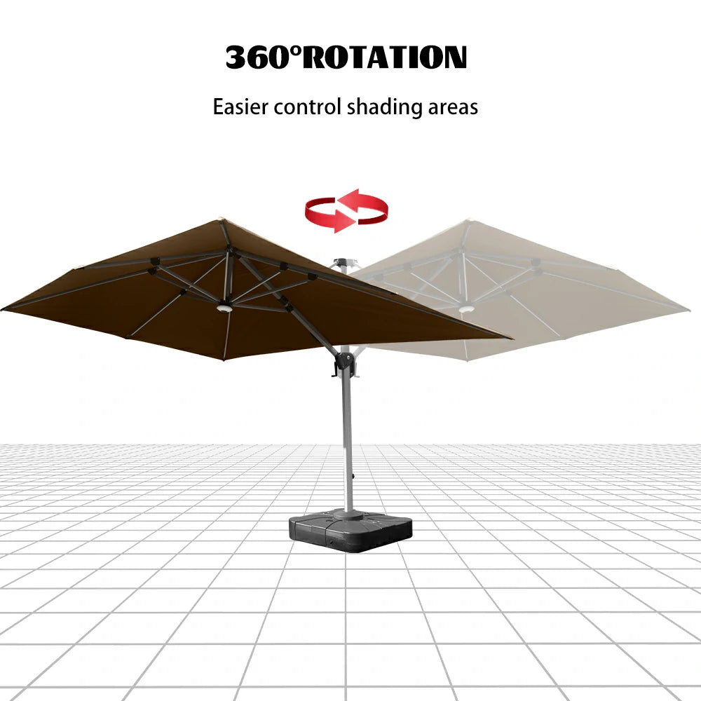 domi cantilever umbrella with light#color_Beige