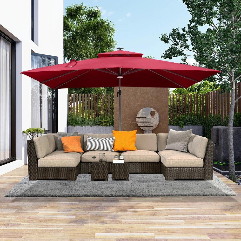domi cantilever umbrella with light#color_Brick Red
