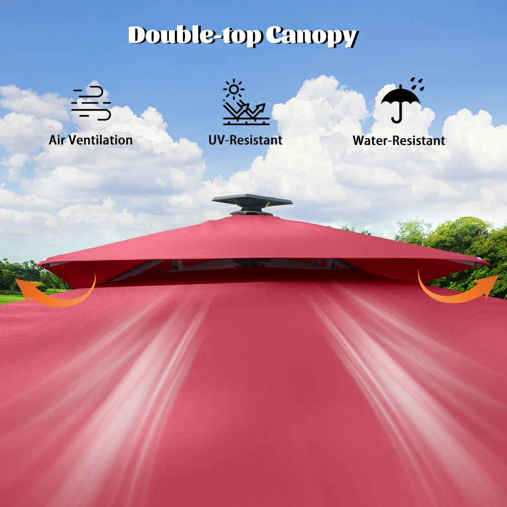 domi cantilever umbrella with light#color_Brick Red