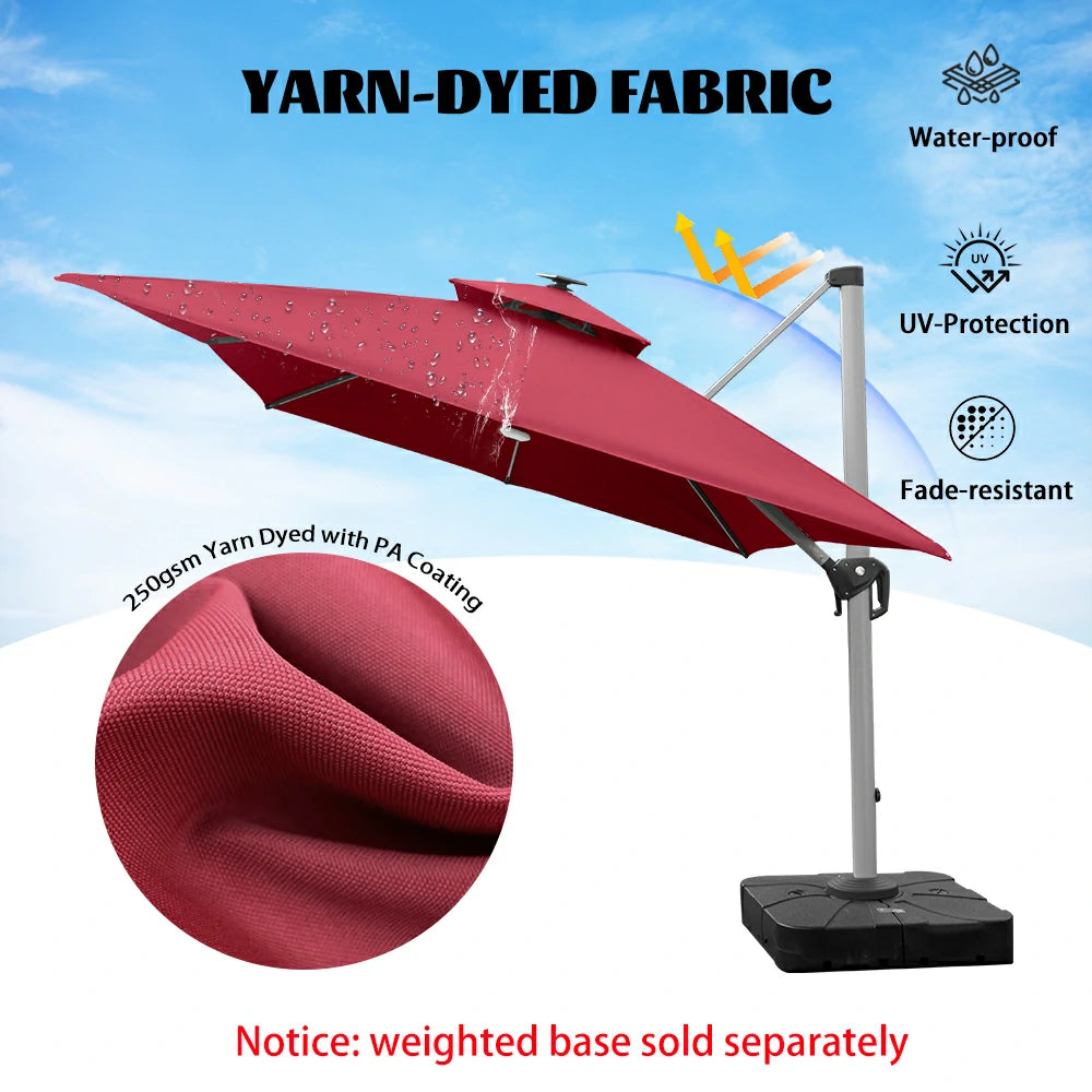 domi cantilever umbrella with light#color_Brick Red