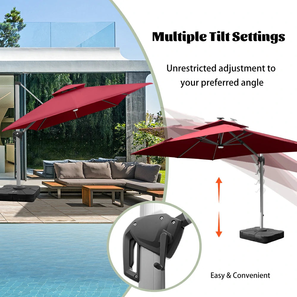 domi cantilever umbrella with light#color_Brick Red