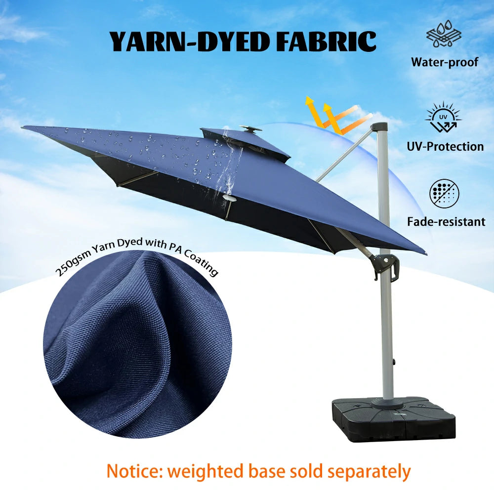 domi cantilever umbrella with light#color_Navy Blue