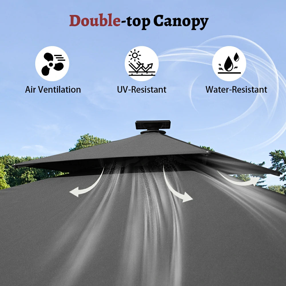 domi cantilever umbrella square with light#color_Dark Gray