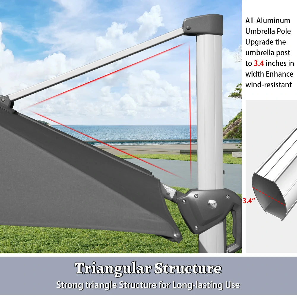 domi cantilever umbrella square with light#color_Dark Gray