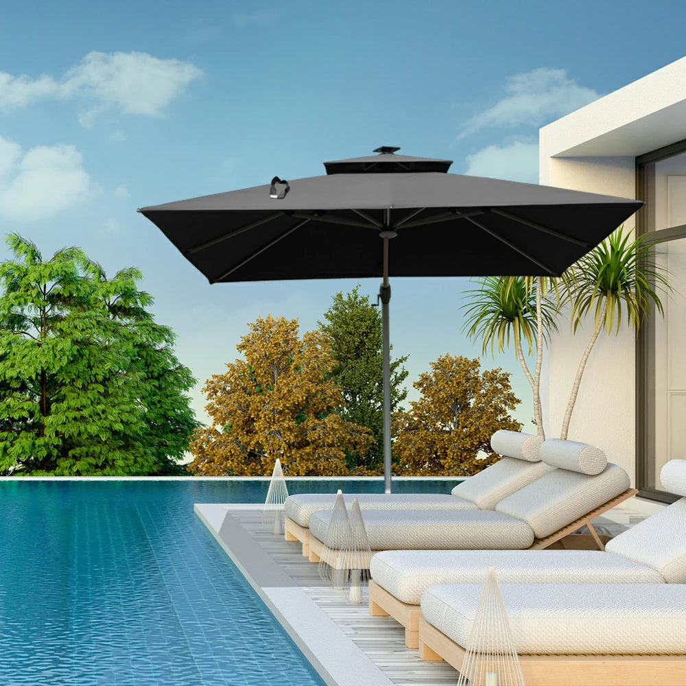 domi cantilever umbrella square with light#color_Dark Gray