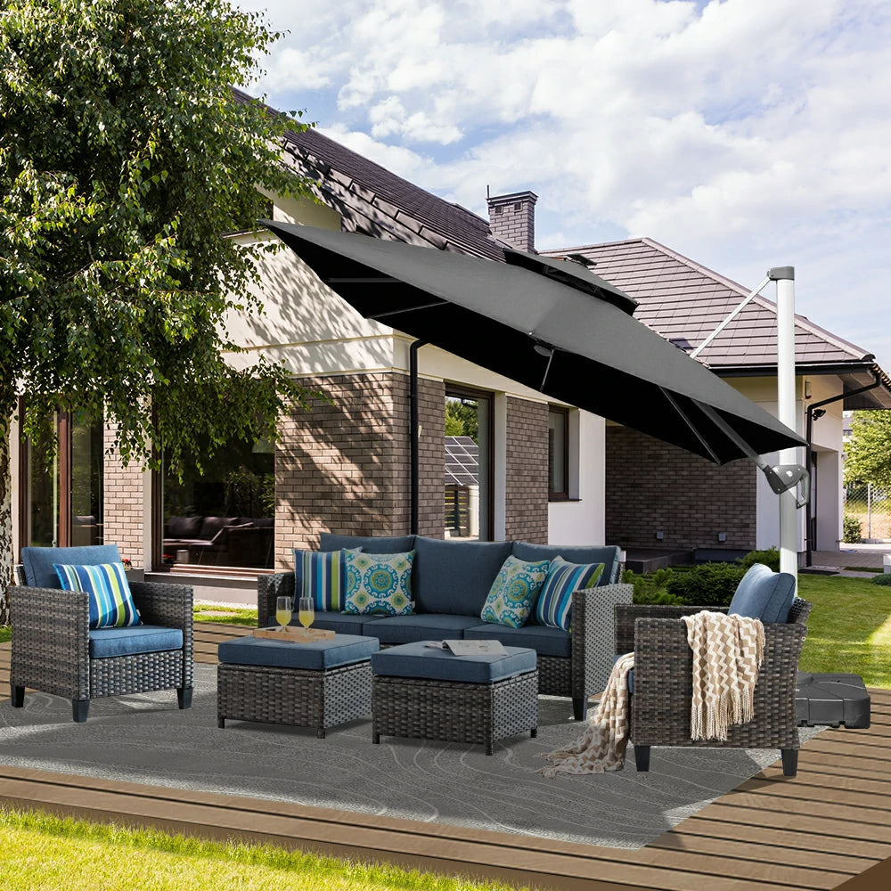 domi cantilever umbrella square with light#color_Dark Gray