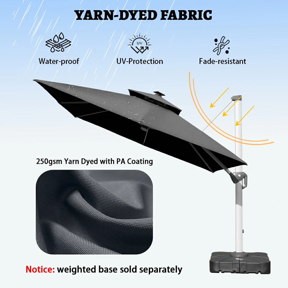 domi cantilever umbrella square with light#color_Dark Gray