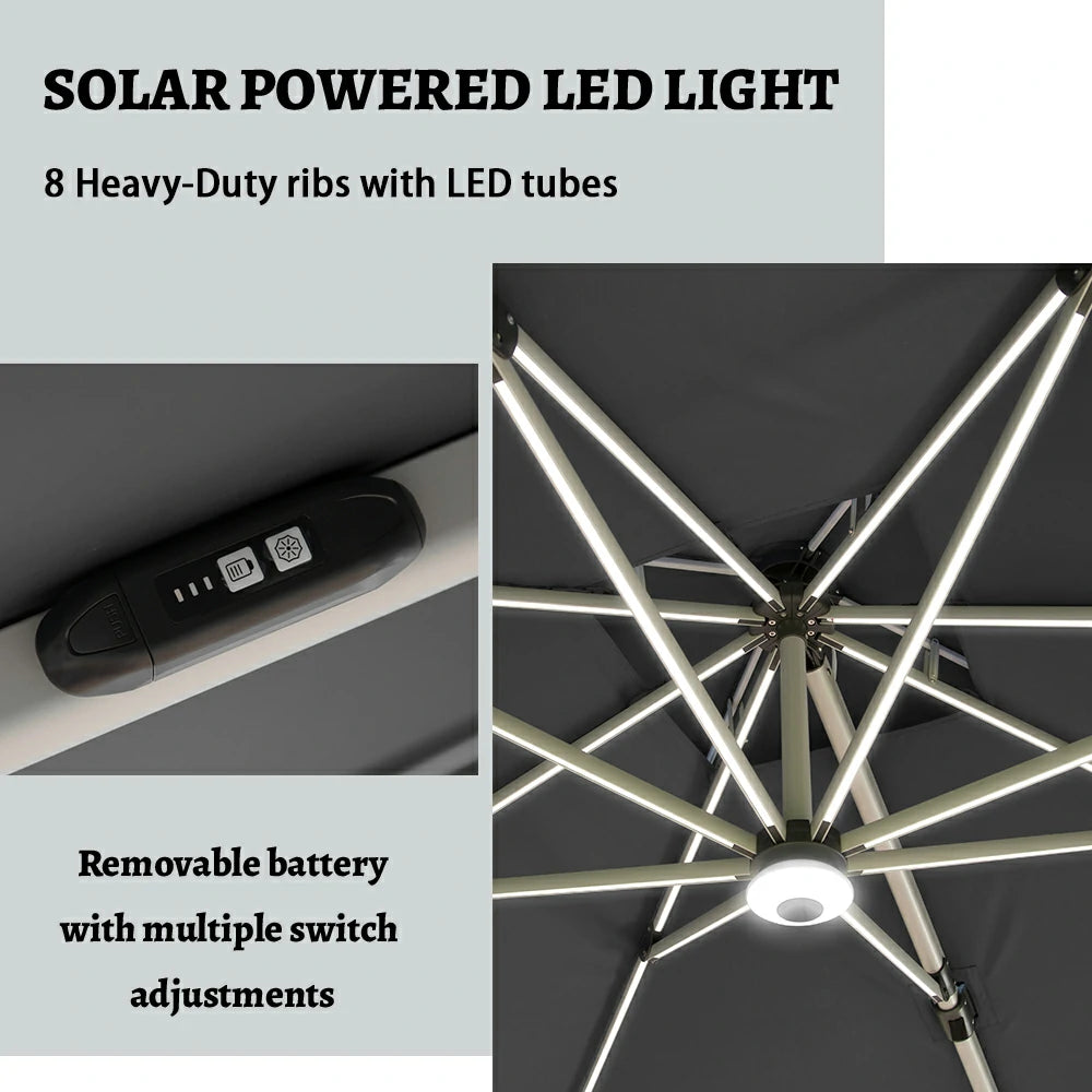 domi cantilever umbrella square with light#color_Dark Gray