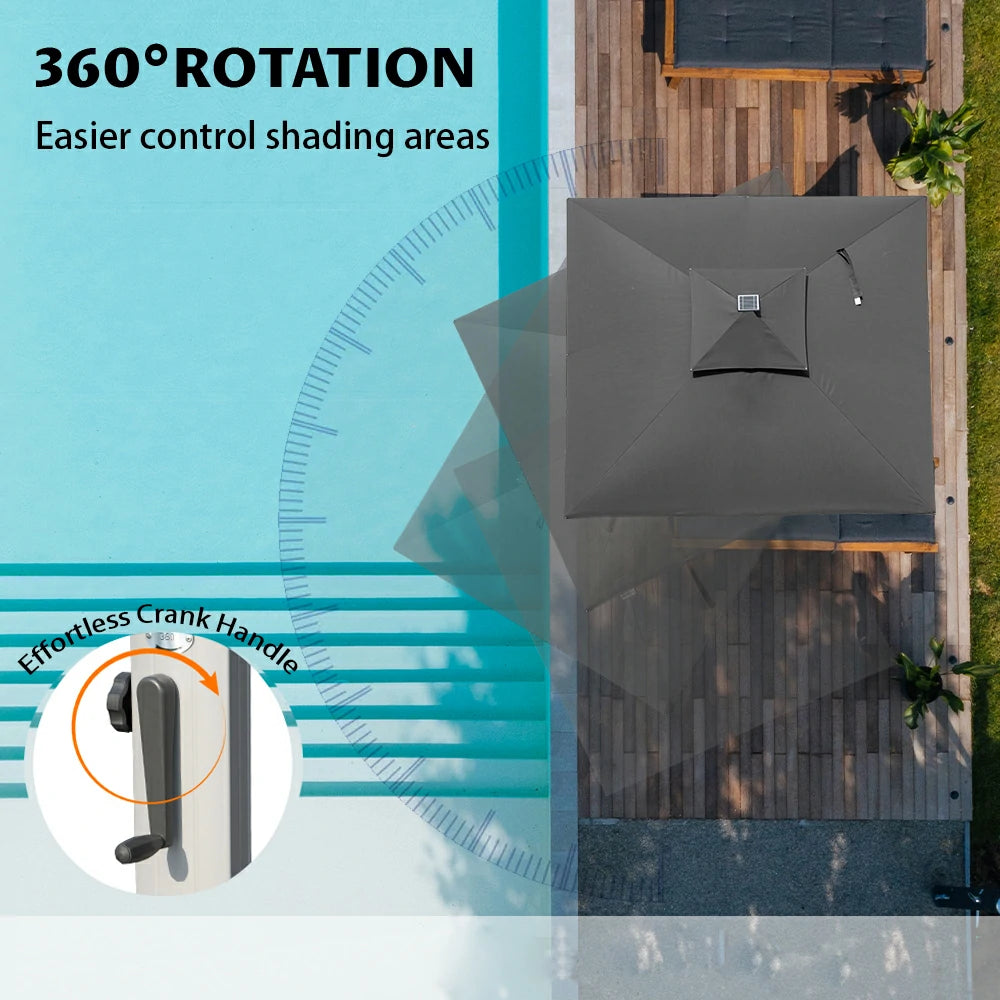 domi cantilever umbrella square with light#color_Dark Gray