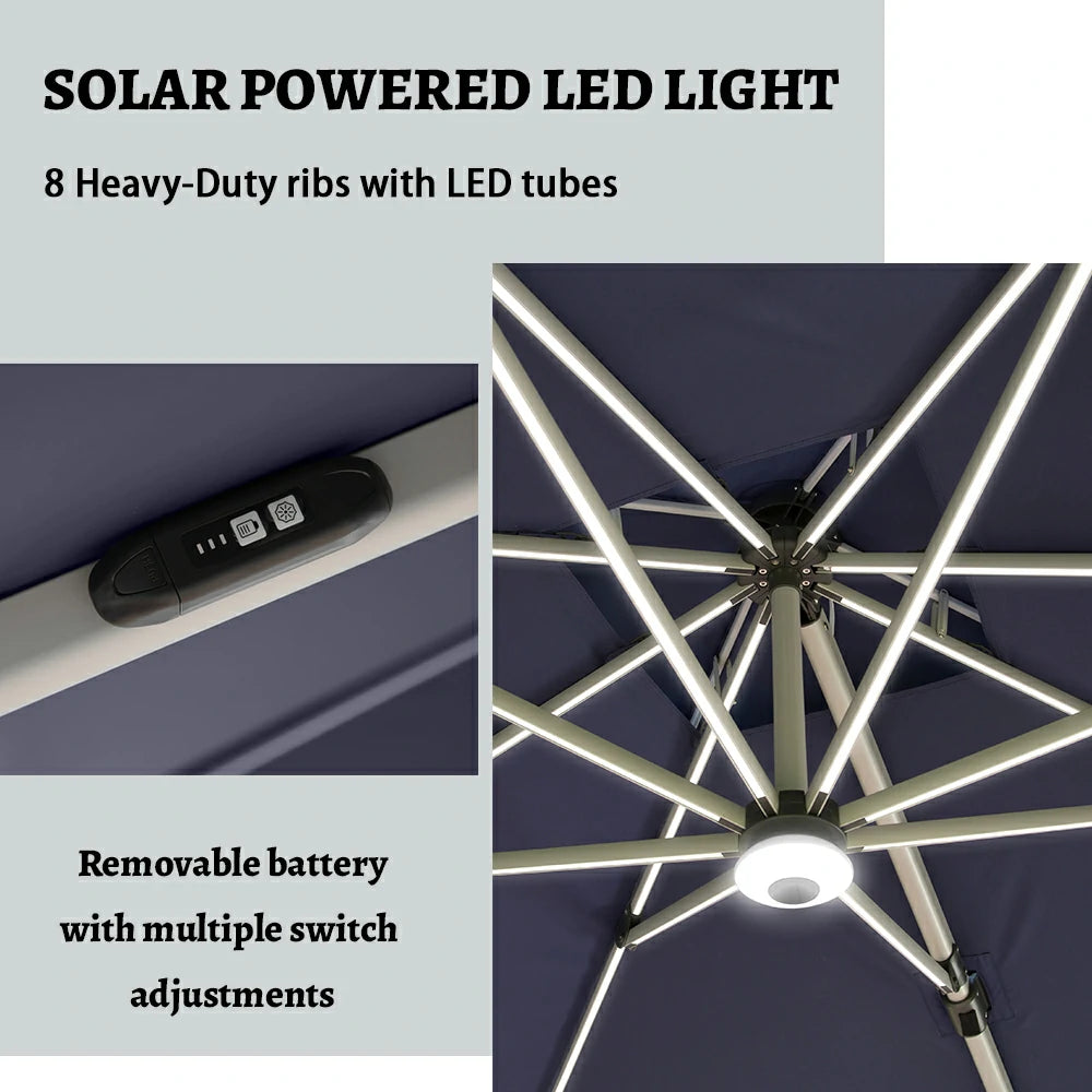 domi cantilever umbrella square with light#color_Navy Blue