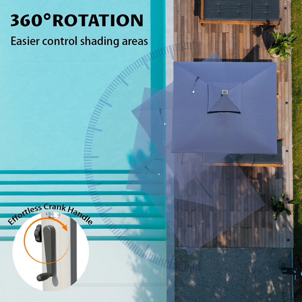 domi cantilever umbrella square with light#color_Navy Blue