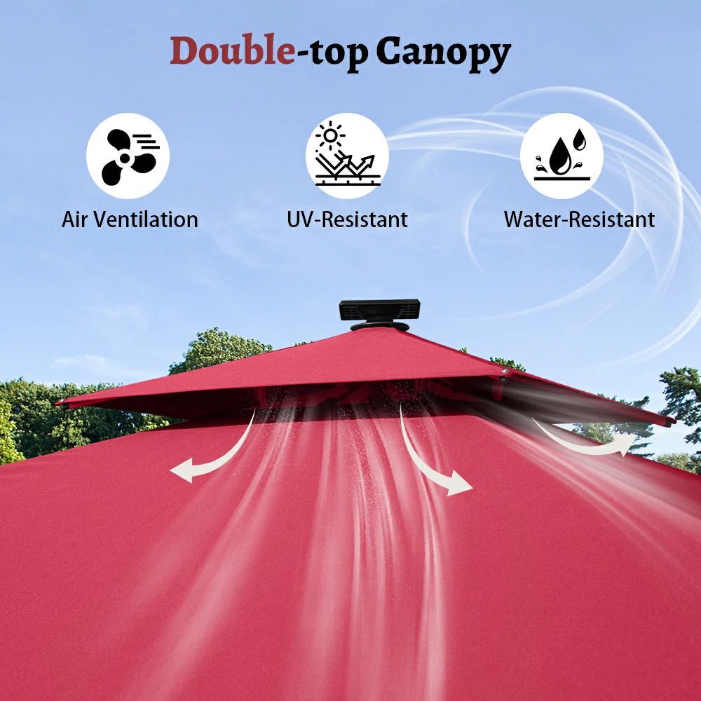 domi cantilever umbrella square with light#color_Brick Red