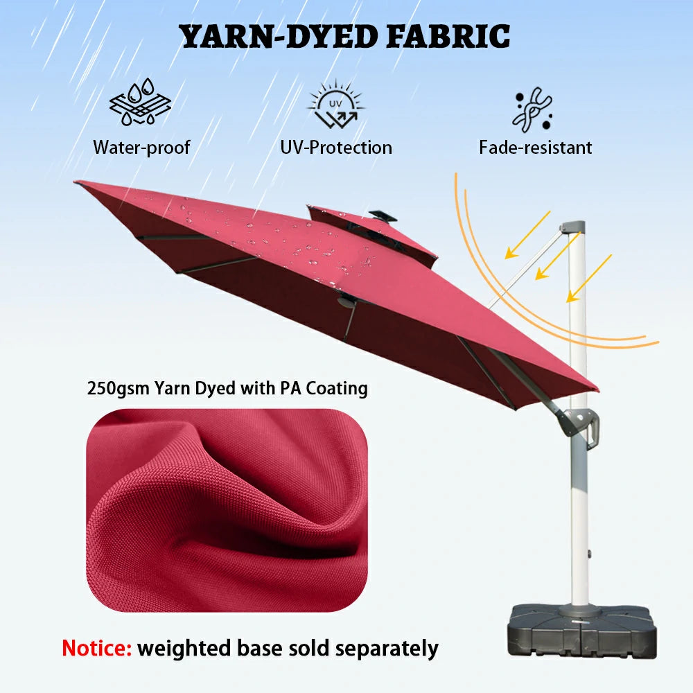 domi cantilever umbrella square with light#color_Brick Red