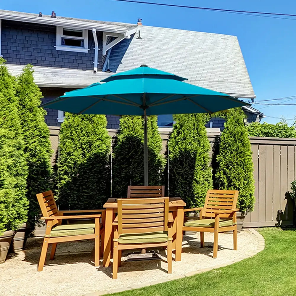 Domi Outdoor Living cantilever umbrella with foot pedal#color_Turquoise Blue