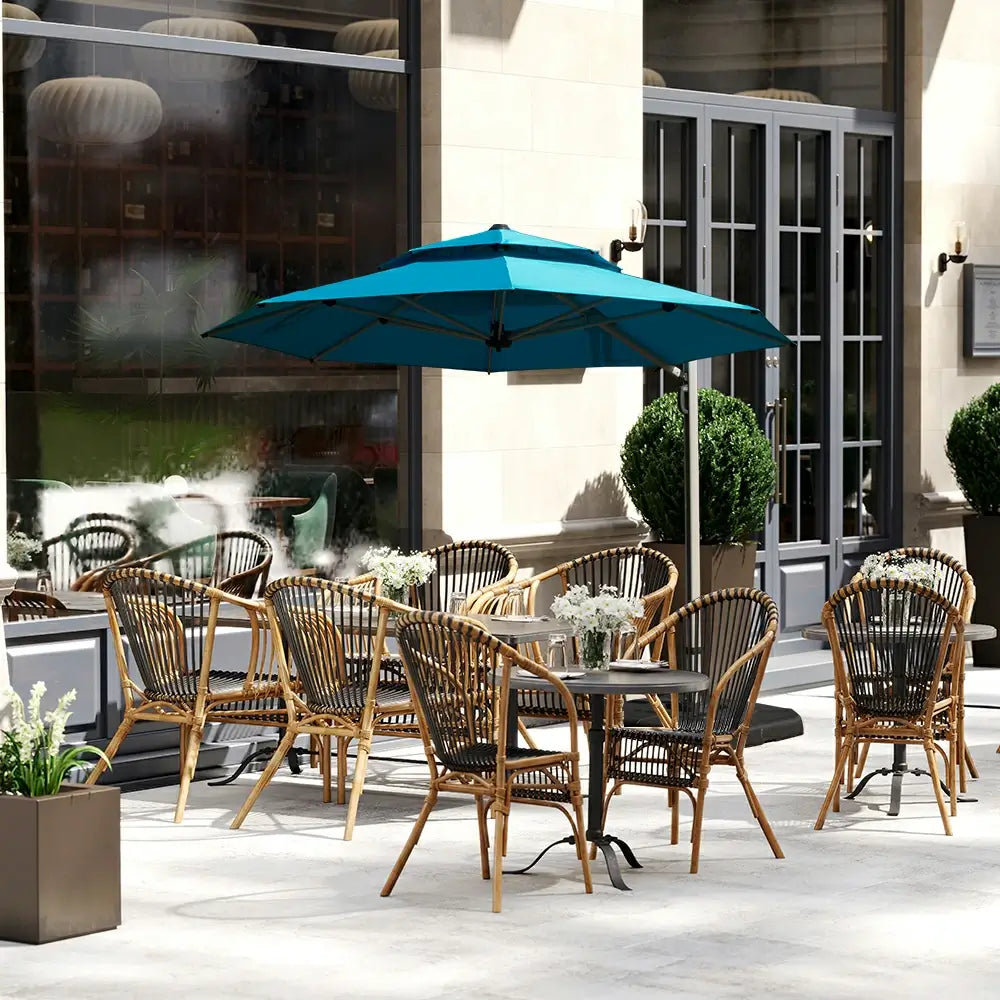 Domi Outdoor Living cantilever umbrella with foot pedal#color_Turquoise Blue