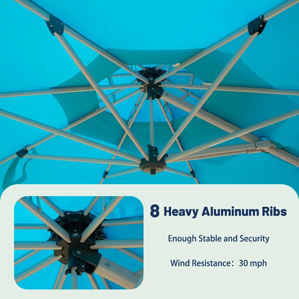 Domi Outdoor Living cantilever umbrella with foot pedal#color_Turquoise Blue