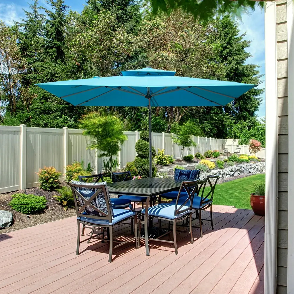 Domi Outdoor Living cantilever umbrella with foot pedal#color_Turquoise Blue