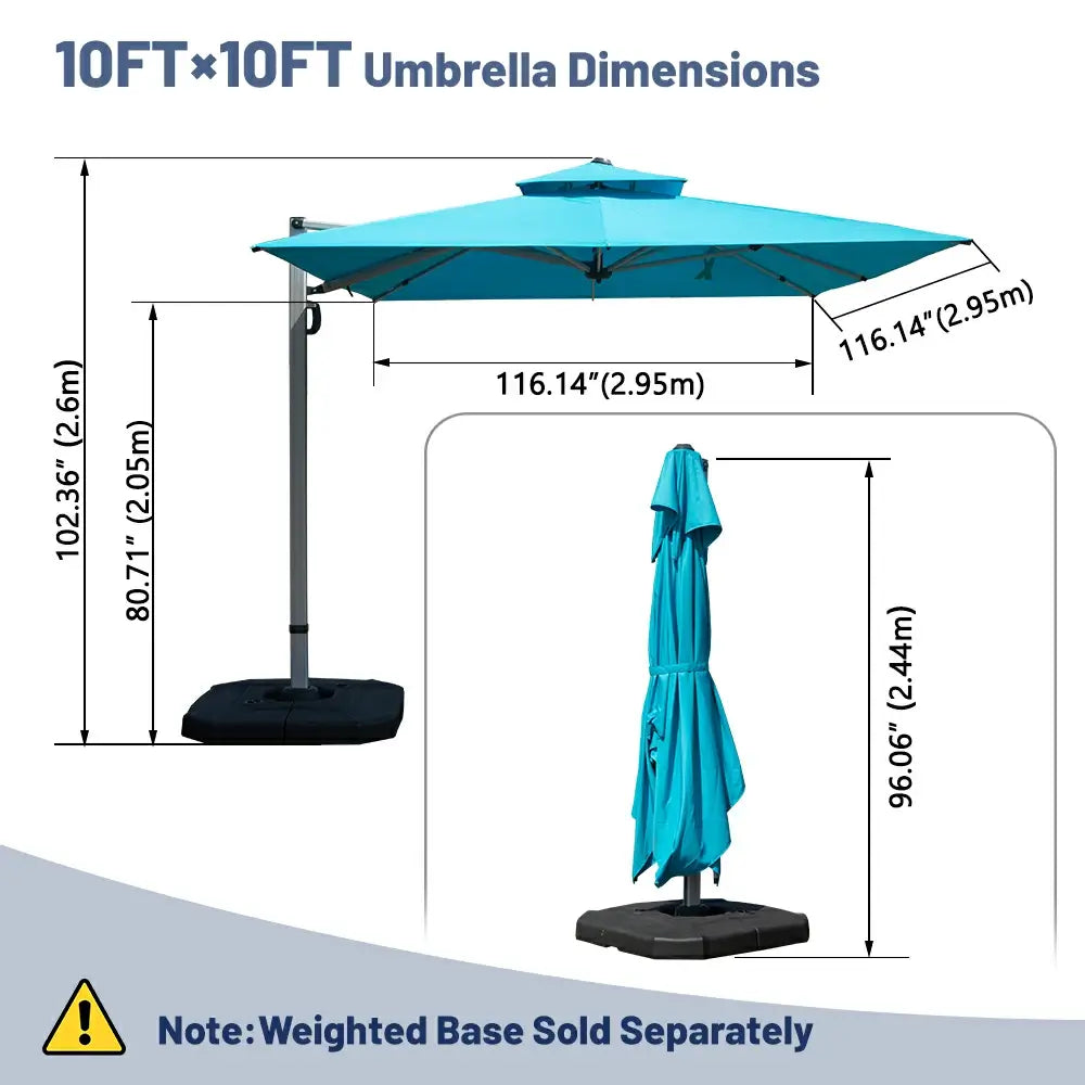 Domi Outdoor Living cantilever umbrella with foot pedal#color_Turquoise Blue
