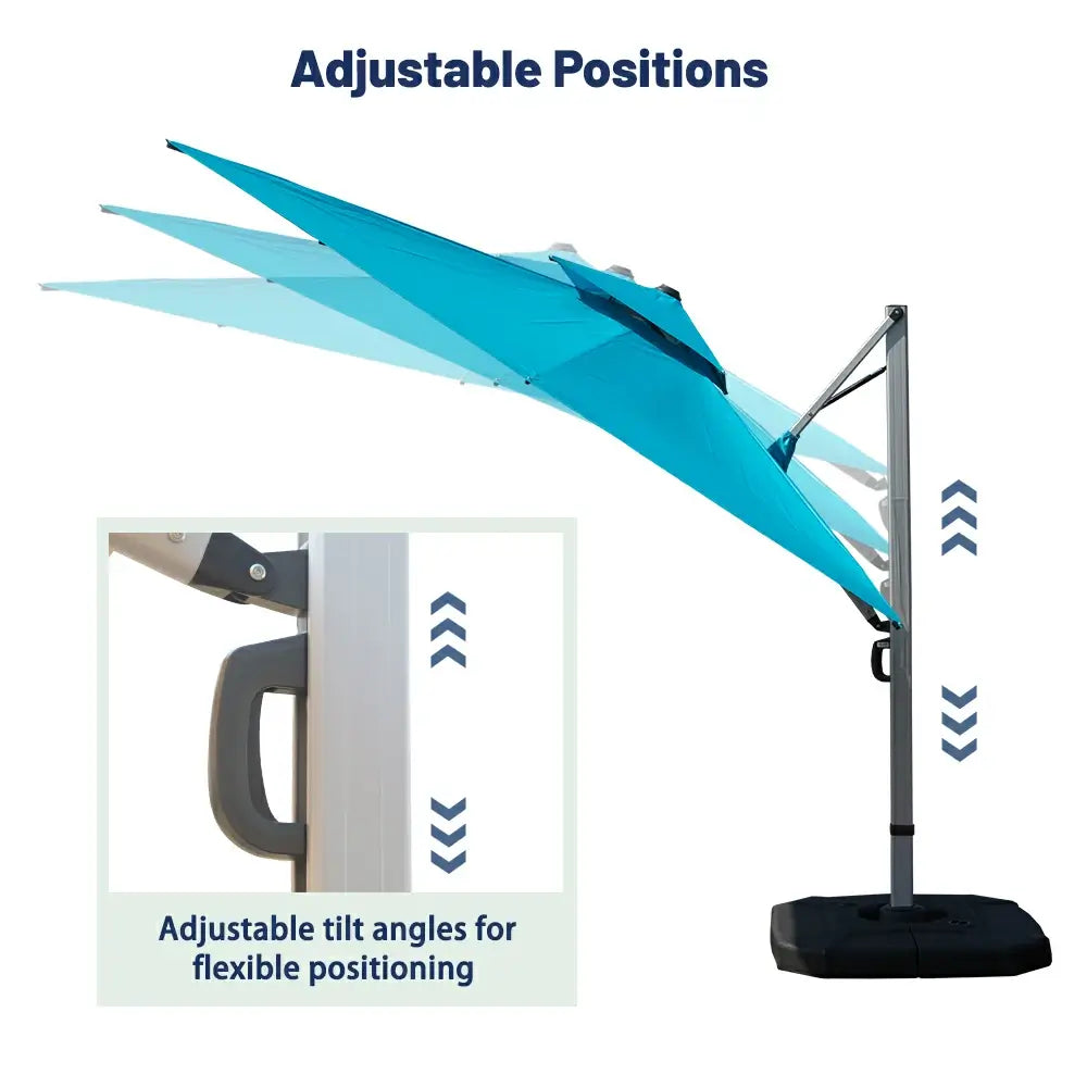 Domi Outdoor Living cantilever umbrella with foot pedal#color_Turquoise Blue