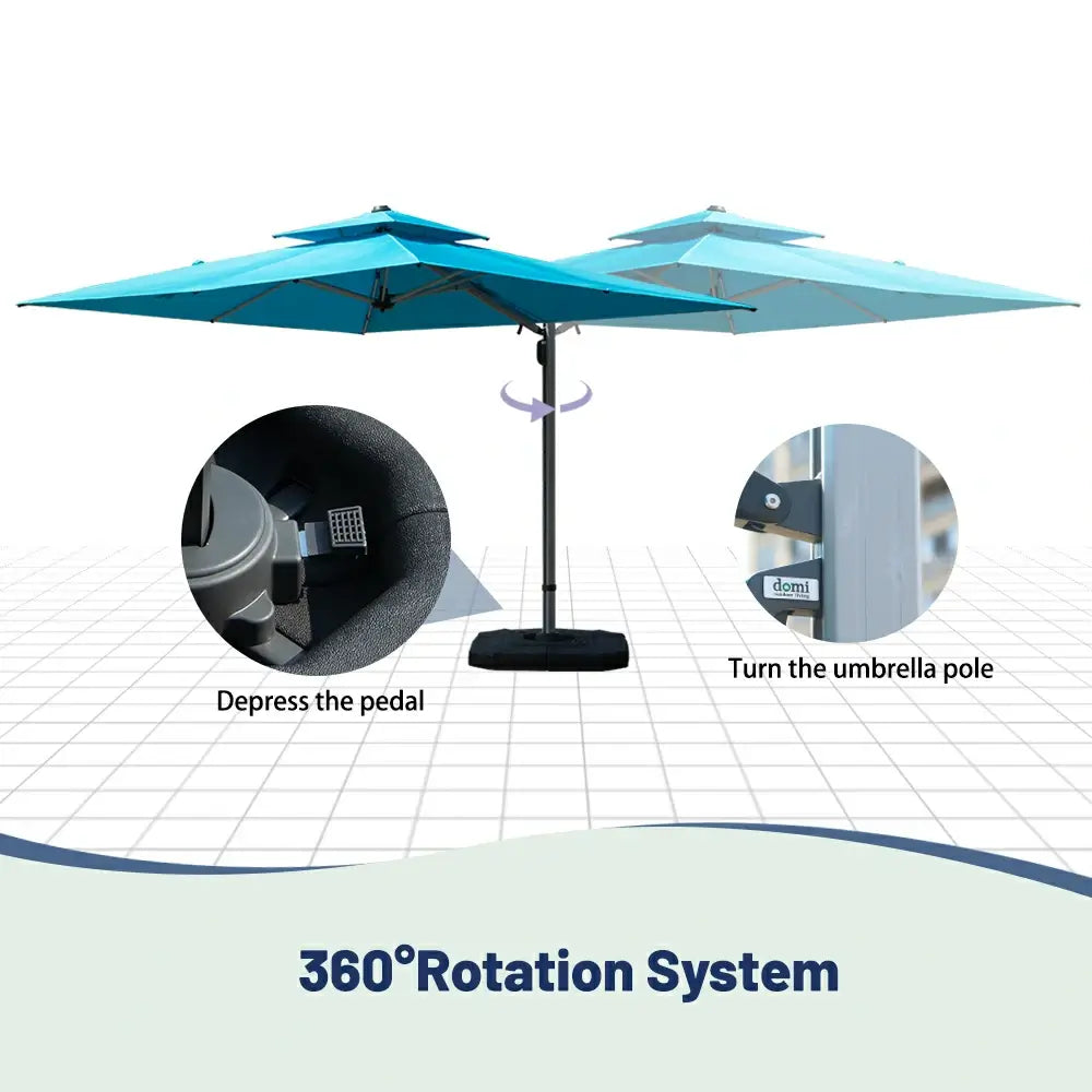 Domi Outdoor Living cantilever umbrella with foot pedal#color_Turquoise Blue