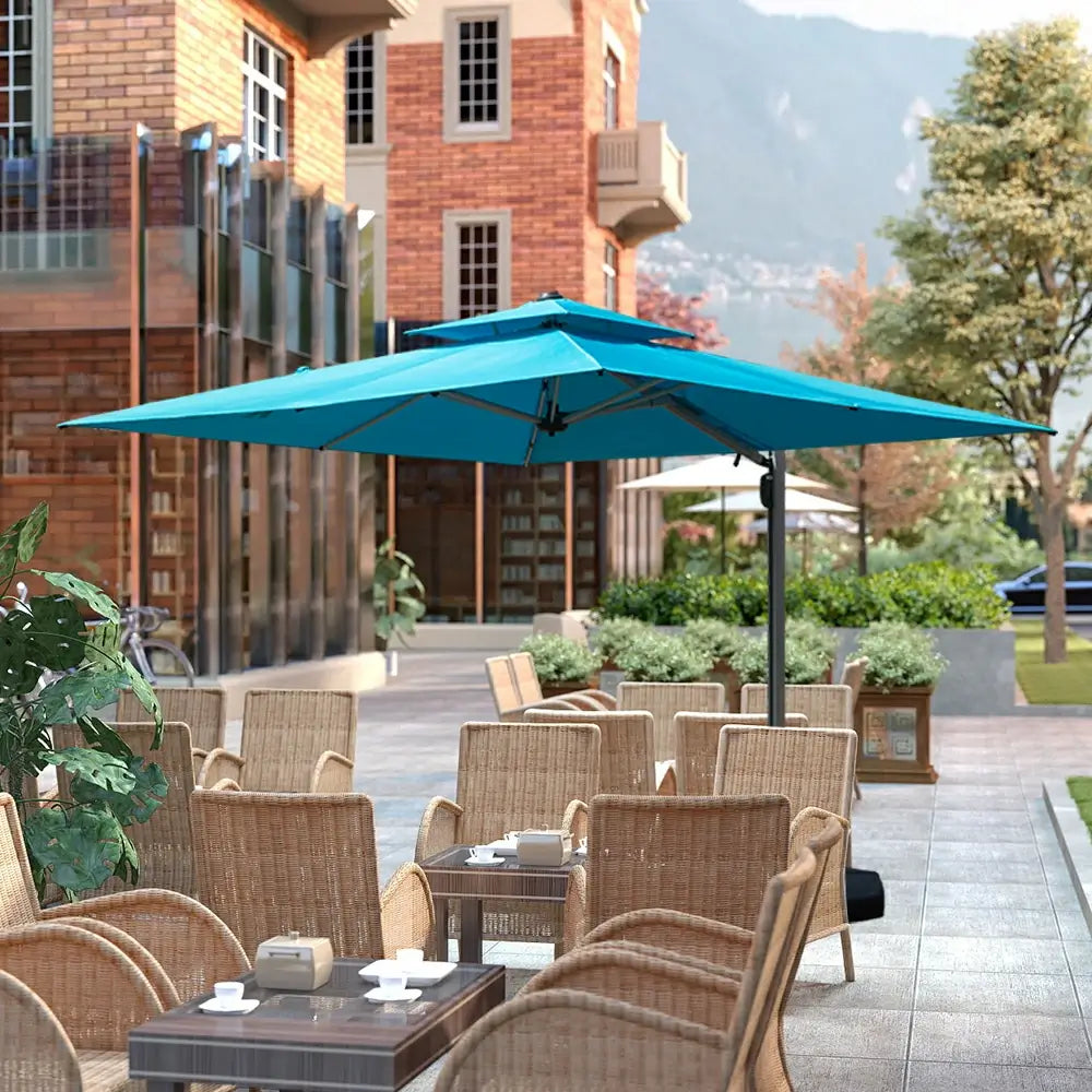 Domi Outdoor Living cantilever umbrella with foot pedal#color_Turquoise Blue