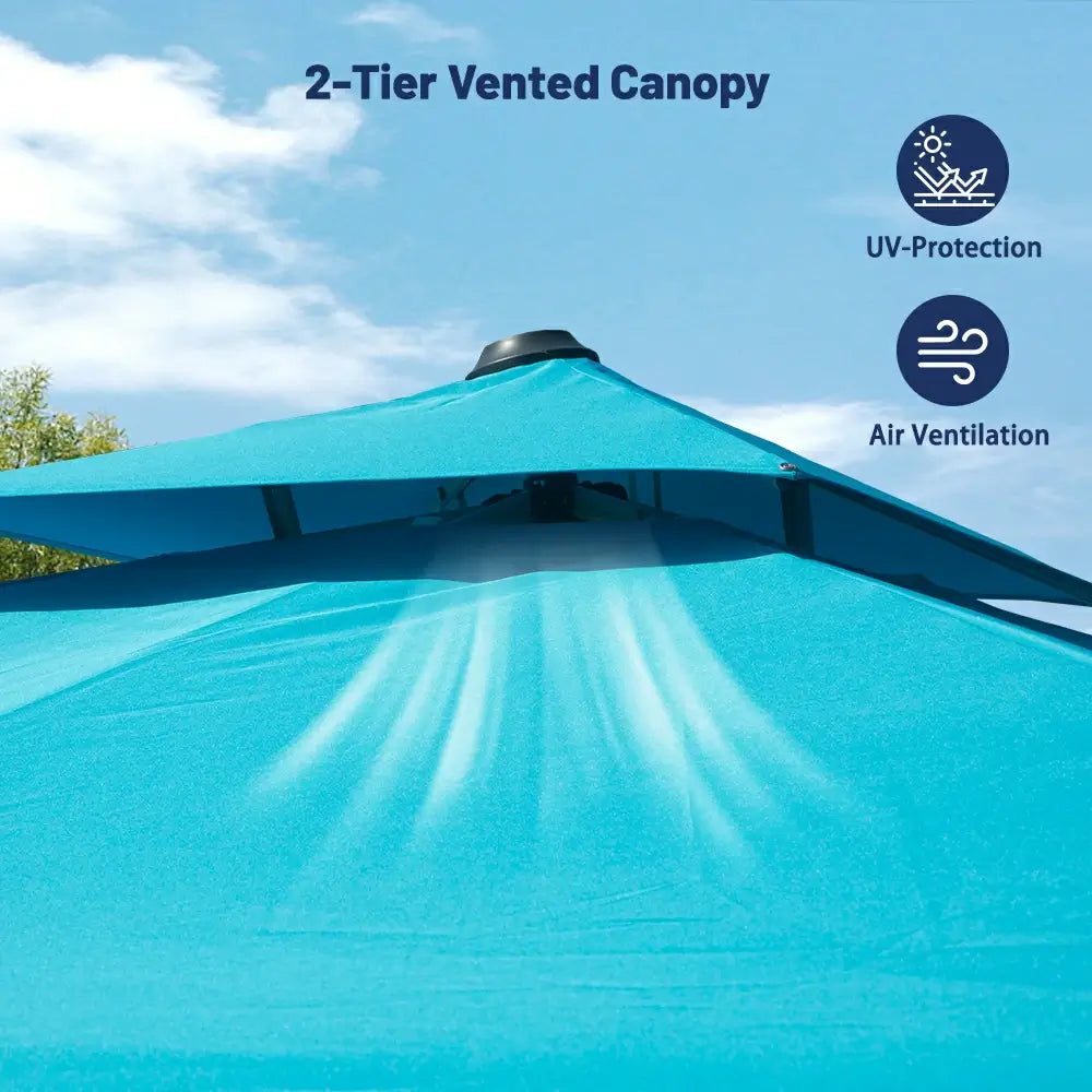 Domi Outdoor Living cantilever umbrella with foot pedal#color_Turquoise Blue