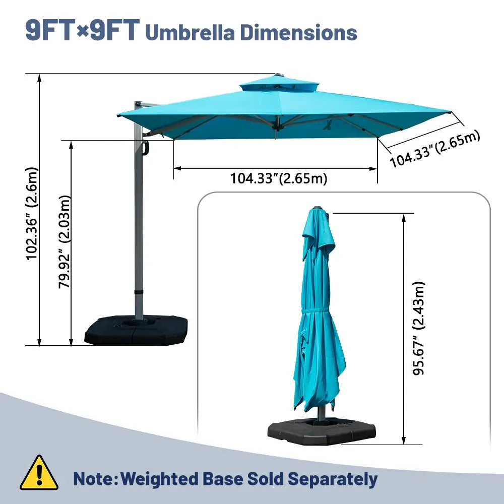 Domi Outdoor Living cantilever umbrella with foot pedal#color_Turquoise Blue