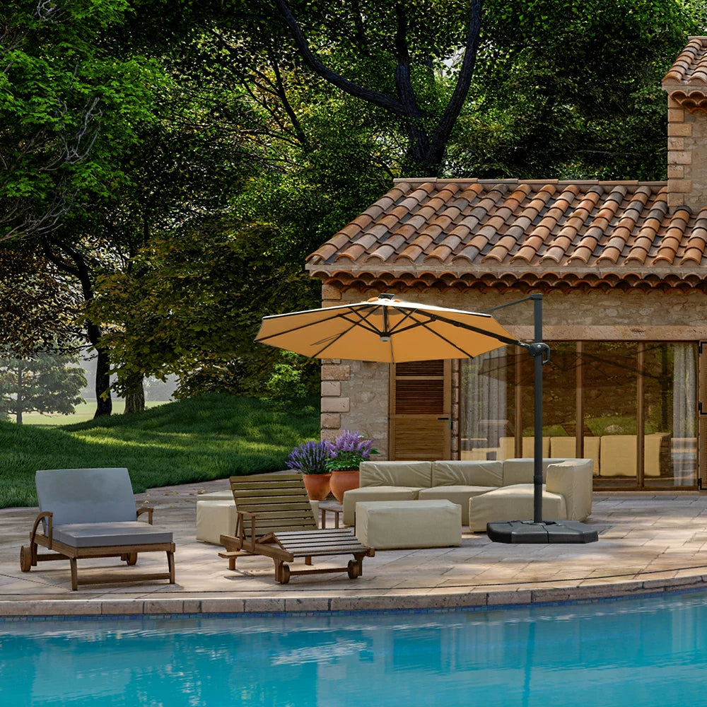 domi cantilever umbrella with lights#color_Beige