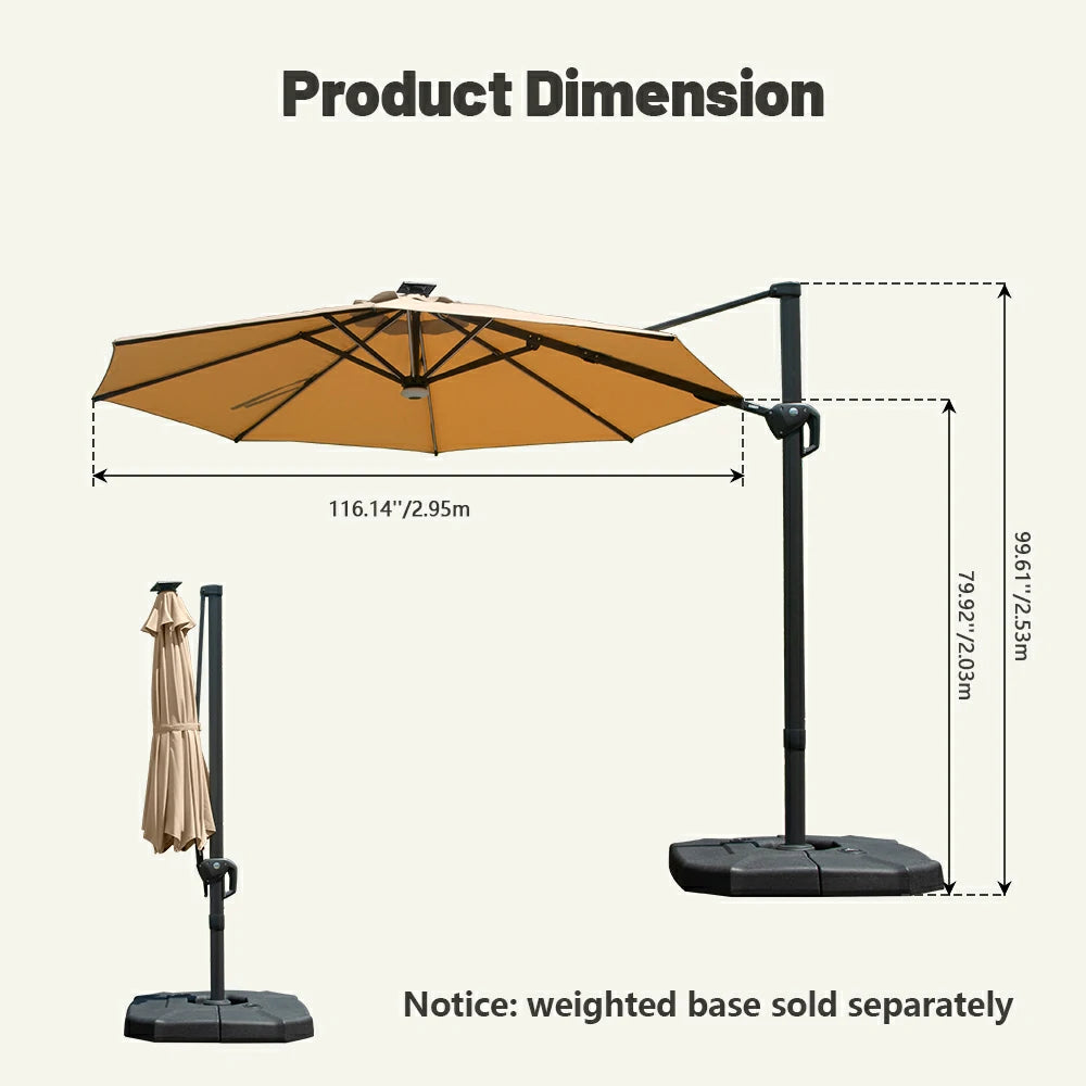 domi cantilever umbrella with lights#color_Beige