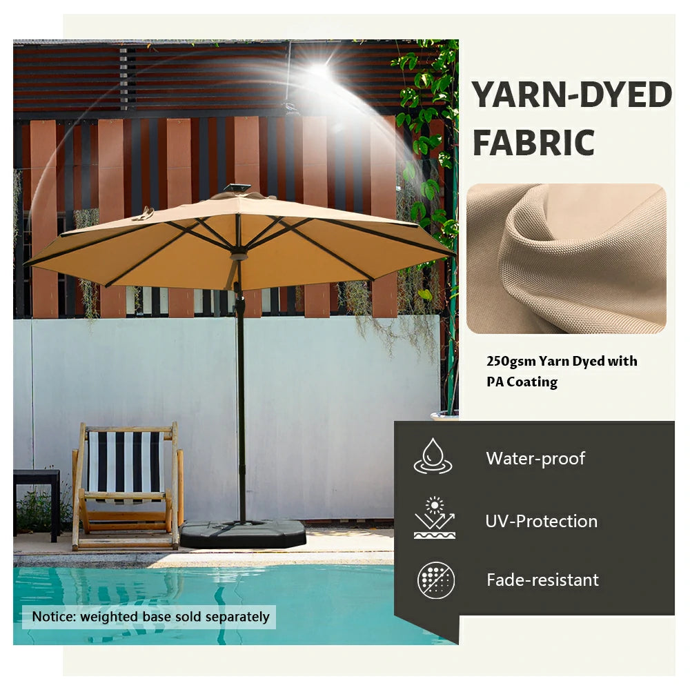 domi cantilever umbrella with lights#color_Beige