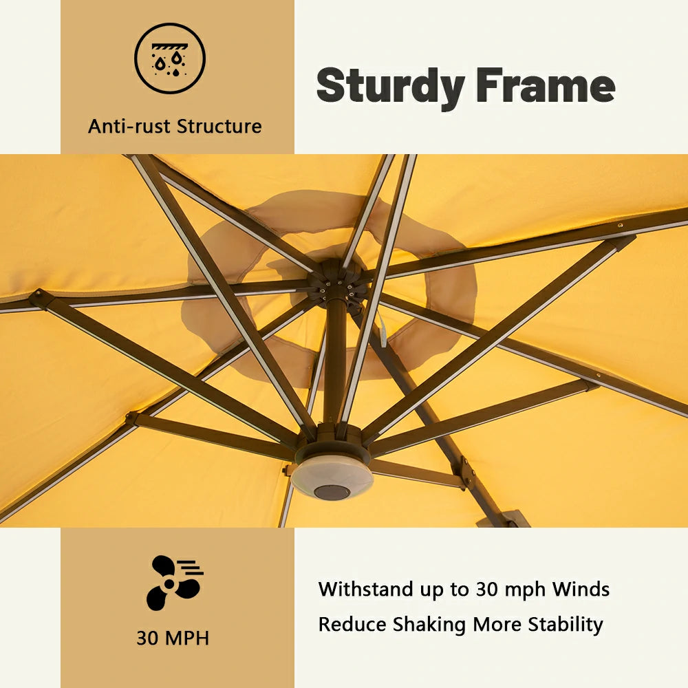 domi cantilever umbrella with lights#color_Beige