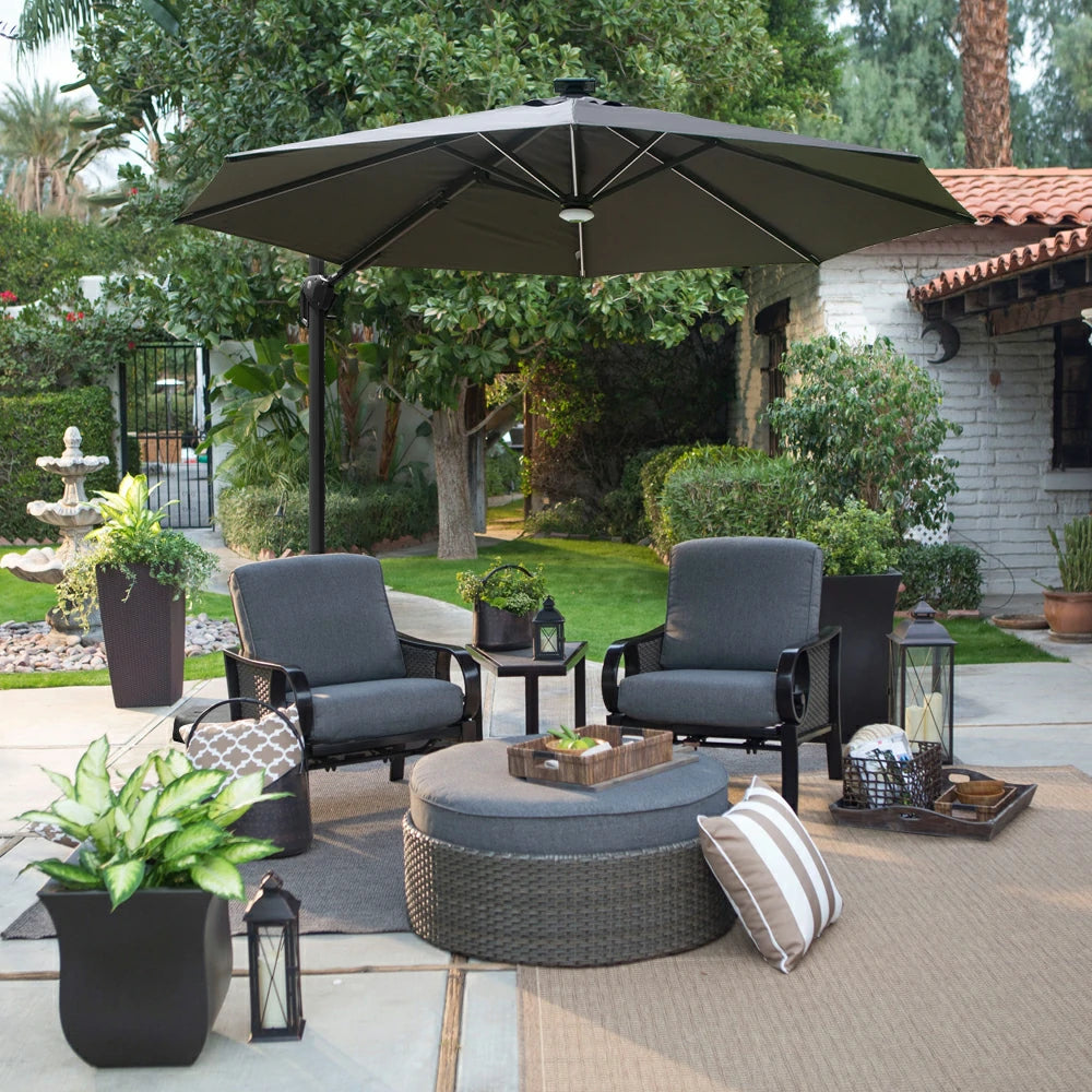 domi cantilever umbrella with lights#color_Dark Gray