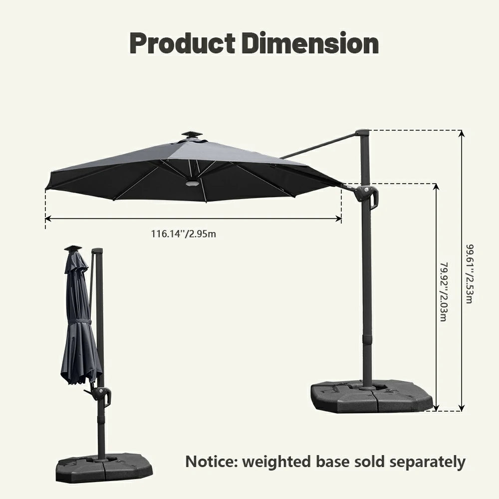 domi cantilever umbrella with lights#color_Dark Gray