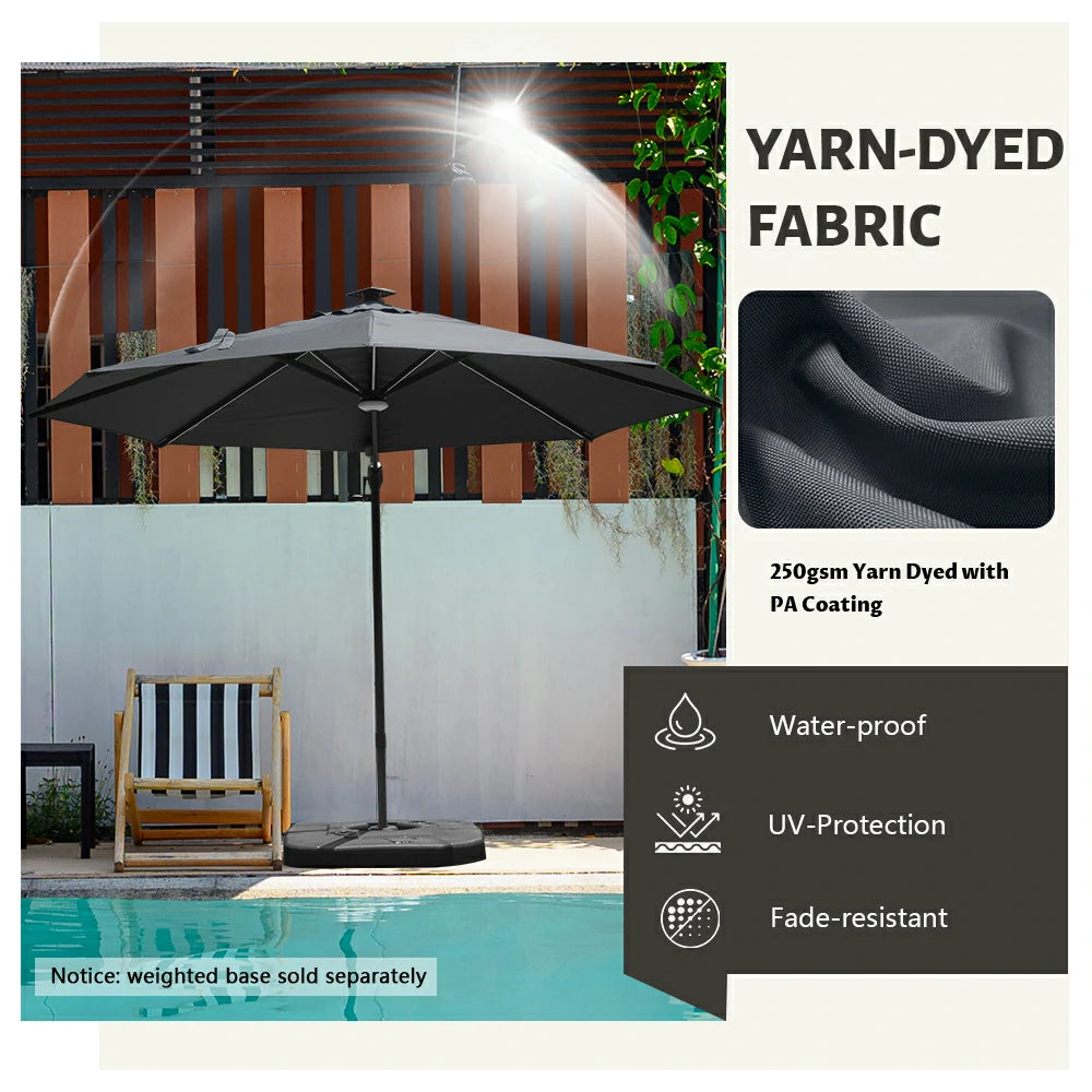 domi cantilever umbrella with lights#color_Dark Gray