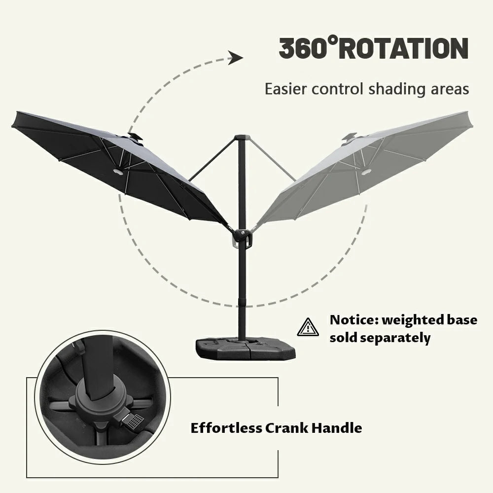 domi cantilever umbrella with lights#color_Dark Gray