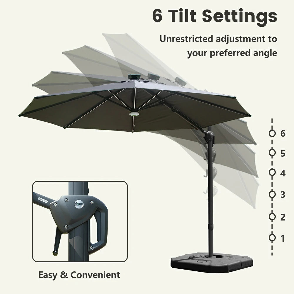 domi cantilever umbrella with lights#color_Dark Gray