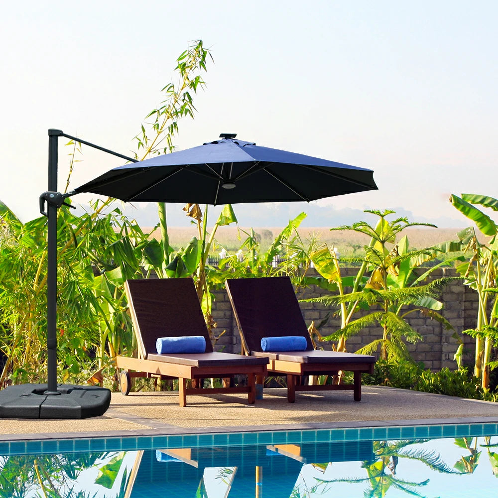 domi cantilever umbrella with lights#color_Navy Blue